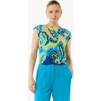 comma Kurzarmshirt T-Shirt Fließendes Jersey-Shirt mit All-over-Print