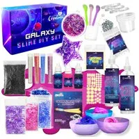 Coradoma Kreativset Galaxy Slime Kit DIY mit Glow in the dark Pulver Galaxie Schleim