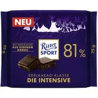 Ritter SPORT Schokolade, Ritter Sport Die Intensive 81% Edel-Bitterschokolade Packung 75g