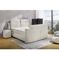 Jockenhöfer Gruppe Boxspringbett MOVIESTAR, mit Taschenfederkernmatratze H3-H4, inkl. LED-Beleuchtung (mit versenkbarem TV-Lift und Fernbedienung, verstellbare Kopfstützen), wahlweise Strukturstoff-Bezug oder Microfaser-Bezug, 180x200cm
