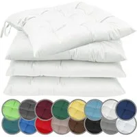 NatureMark Sitzkissen 4er-Set Stuhlkissen 40x40cm mit Bändern, Sitzpolster Kissen 4er Pack, schadstoffgeprüft, Naturweiß