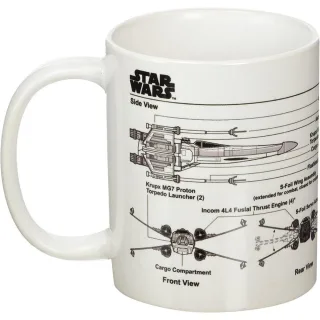 Star Wars - Kaffeebecher "X-Wing Fighter", Skizze (Weiß/Schwarz)