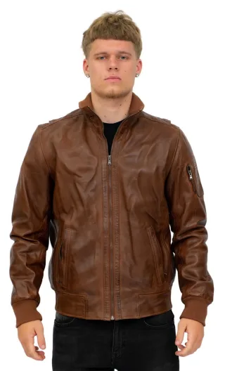 Herren-Uni-Bomberjacke aus Leder – Adana