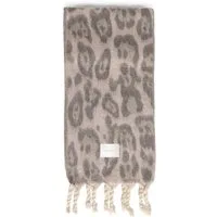 SASSYCLASSY Schal Schal Damen mit Leo-Print elegant, Warmer langer Schal im Leoprint Grau Offwhite Burgundy Braun Camel