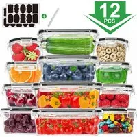 SURFOU Frischhaltedose 12 Stück Frischhaltedose Set mit Deckel Stapelbar Dosen Küche Set, (Aufbewahrungsbox), BPA-Frei Frischhaltedose für Mikrowellen und Kühlschrank