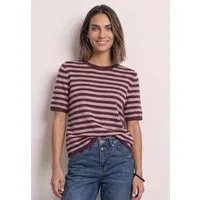 STREET ONE Strickpullover Sommerpullover mit Rundhals und Streifen