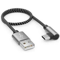 deleyCON deleyCON 0,30m USB A zu USB C Kabel USB-C Stecker 90° Gewinkelt Kurze USB-Kabel