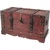 HMF Schatzkiste Schatztruhe aus Holz, große Schatzkiste mit, dekorativem Schloss für Kindergeburtstag, 50 x 25 x 28 cm, Frankreich