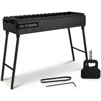 BIG-PAN Grillbesteck-Set Klappbar Mangal für 14 Spieße 90 cm Grillfächer