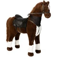 ELLA & PIET® Stehpferd Großes XXL Standpferd ORLANDO mit Sattel (Braun-Schwarz), Spielpferd, Kinderpferd, Plüschpferd, Reitpferd