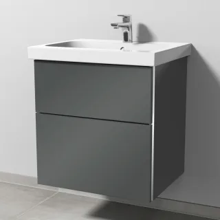Sanipa 3way Waschtischunterbau zu Geberit iCon Light Waschtisch mit 2 Auszügen, Anthrazit-Glanz BS57379