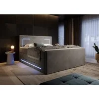 wonello Boxspringbett Monaco, mit LED Beleuchtung, Bettkasten, Matratzen und Topper