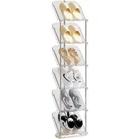 TUWENA Schuhregal Schuhregal Schmal, Platzsparend Schräg Schuhablage, Stapelbar, Transparent Eckregal Stehend für Schuhe, Schuhaufbewahrung Schrank