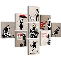 Novart Wandbild Wandbilder Banksy Collage Street Art Wohnzimmer Loft, Collage, ‎