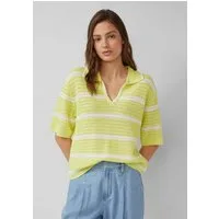 s.Oliver Kurzarmpullover Strickpullover Strickpolo mit V-Ausschnitt im Relaxed Fit