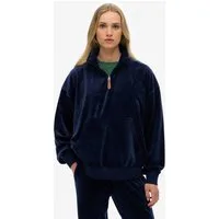 Superdry Sweatshirt COUNTRY CLUB VELOUR 1/4 ZIP Nicki-Qualität, Troyer mit Logo-Brustmotiv