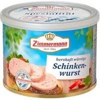 Zimmermann Wurstkonserve, Zimmermann Schinkenwurst geschnitten Herzhaft würziges Aroma 200g