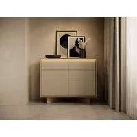 MOEBLO Kommode TORANO D 104 2D2S + LED (Kommode mit 2 Türen, 2 Schubladen, LED-Beleuchtung und Push-to-open, Bolivar Natur/Cappuccino, Wohnzimmer Schlafzimmer Komodenschrank Highboard), (BxHxT): 104 x 85 x 40 cm