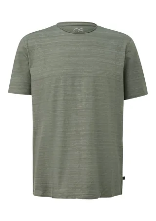 Q/S designed by - Baumwollshirt mit Melangeeffekt und Rollkante an Halsausschnitt grün - Gr. - XXL