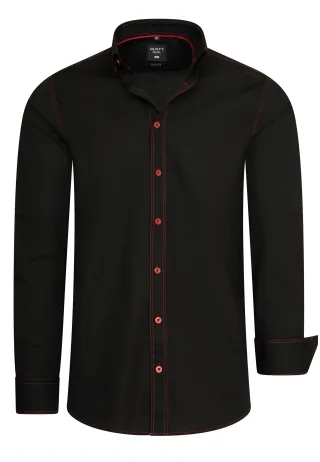 Langarm Slim Fit Hemd mit Kontrast-Naht