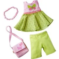Haba Puppen Accessoires-Set HABA 304253 - Kleiderset Schmetterling, Set aus Kleid, Hose, Handta...