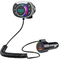 Fyrove Bluetooth 5.3, PD 30W+QC3.0 Schnellladegerät & Freisprecheinrichtung KFZ-Transmitter FM Transmiter,Starkeres Dual Mic & Bass-Boost,KFZ Bluetooth Freisprechen Mit 8-Farbiger Hintergrundbeleuchtung, Musik-PlayerU-Disk, Übergroßes Mikro, Aux Ausg