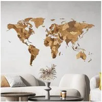 Eco Wood Art Wandbild Mehrfarbige Holz Weltkarten Wanddeko, Weltkarte