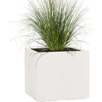 Pflanzwerk® Pflanzkübel CUBE Premium Fiberglas Blumenkübel Frostbeständig mit Lotus-Effekt, Lotus-Effekt - Handgefertigt - Eckig - Frostbeständig
