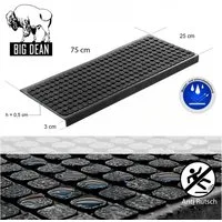 BigDean Stufenmatte Stufenmatten aus Gummi – 75 x 25 cm – Outdoor Treppenstufenmatten, Eckig, Höhe: 3 mm, Rutschhemmend, Kantenschutz, Outdoor geeignet