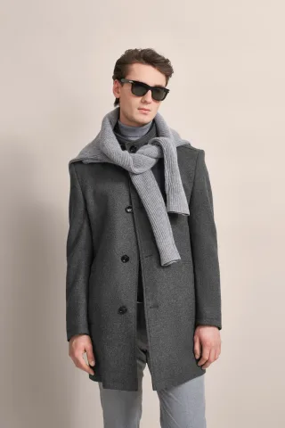 Bugatti Herren Wollmantel mit Westenfake