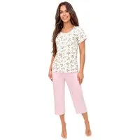 Donna Schlafanzug Emilia (Set, 2 tlg., 2-teilig) Damen Capri-Pyjama 2-teilig 3/4 Hose Kurzarm Baumwolle