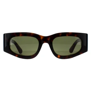 Gucci Rectangle Womens Havanna mit Grün und Rot Grün GG1664S