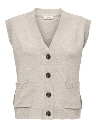 JDY - JDYSUPER S/L V-NECK VEST KNT NOOS Chateau Gray - Gr. - M