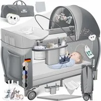 KIDIZ Baby-Reisebett, Babybett Kombi Set mit Matratze & Wickelauflage ab Geburt bis 15 kg