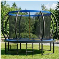 GUNJI Gartentrampolin Gartentrampolin für Kinder 228/305/366/427CM, Tragfähigkeit 150KG, Ø 305 cm, (228 cm, (GS-zertifiziertes Kindertrampolin mit Sicherheitsnetz, Leiter, Schutzmatte, Kürbisdesign)-ostern geschenke)