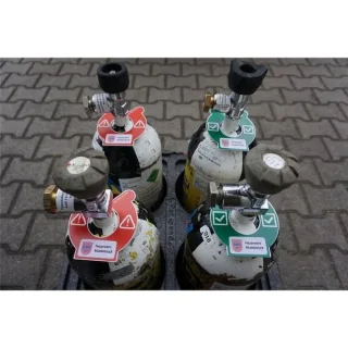 Kennzeichnungs-Sicherheits-Clip Atemluft-/ Sauerstoff-Flasche | MP-EZ-CLIP | rot grün | Hart-PVC | verwechslungssicher Einzelner Clip