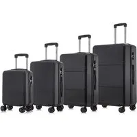 YONSLY Kofferset Reisekoffer-Set aus ABS und Aluminium mit Größen S, M, L und XL, 4 Rollen, (Spar-Set, 4 tlg., Hartschalen Trolley Set), 360° Doppelrollen, Zahlenschloss und weicher, ergonomischer