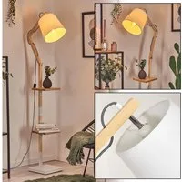 hofstein Stehlampe Stehlampe aus Holz/Metall/Stoff in Natur/Weiß, ohne Leuchtmittel, verstellbare Leuchte im Boho-Design mit Ablageflächen u. Schalter, E27