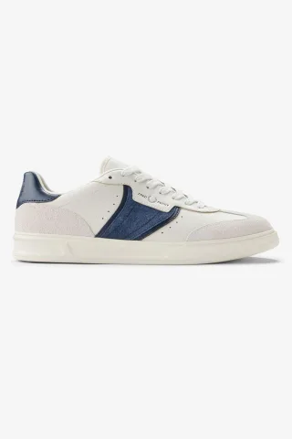 Fred Perry B4 Strukturierte Leder/Velours Herren Porzellan/Blaue Sneaker