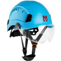 Mustbau Schutzhelm EN397 Schutzhelme mit Schweißband und Visier, 53 bis 63cm Verstellbarer Kopfumfang, strapazierfähiges ABS-Material