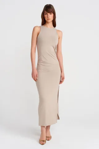 Ärmelloses Bodycon-Maxikleid mit Schlitz