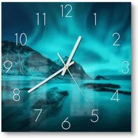 DEQORI Wanduhr 'Polarlichter in Norwegen' (Glas Glasuhr modern Wand Uhr Design Küchenuhr)