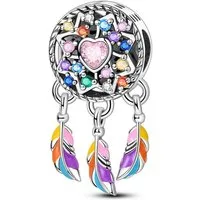 PANDACHARMS Bead Bunter Traumfänger Charm für Charm Armband, 925er Silber, Zirkonia