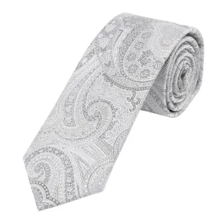 Sterlington - Krawatte Paisley 7,0-7,5cm silber - Gr. - OS