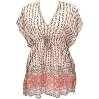 Guru-Shop Longbluse Leichter Kaftan mit Perlenbordüre, Boho XL.. alternative Bekleidung