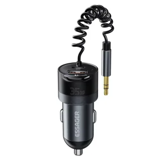 ESSAGER ES-CC20 bluetooth V5.3 FM Transmitter 35W PD + QC3.0 USB Car Charger Wireless Radio Adapter HiFi Music Play Car