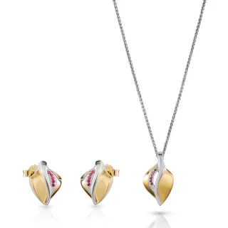 Orphelia 'Anet' Damen 925 Sterling Silber Set: Kettenanhänger + Ohrringe - Silber/Gold SET-7520/G
