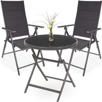 BRUBAKER Garten-Essgruppe Garten Sitzgruppe Riva, (Set), 1x Klapptisch rund 70 cm Ø mit Gartentisch und Gartenstühlen