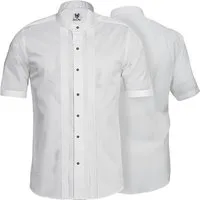 German Wear Trachtenhemd GW1265-K-Stehkragen Trachtenhemd Businesshemd 2x5 Biesen Hemd Halbarm Baumwolle
