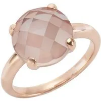 Jamelli Fingerring 925 Sterling Silber rosé-vergoldet mit echtem Rosenquarz 12mm